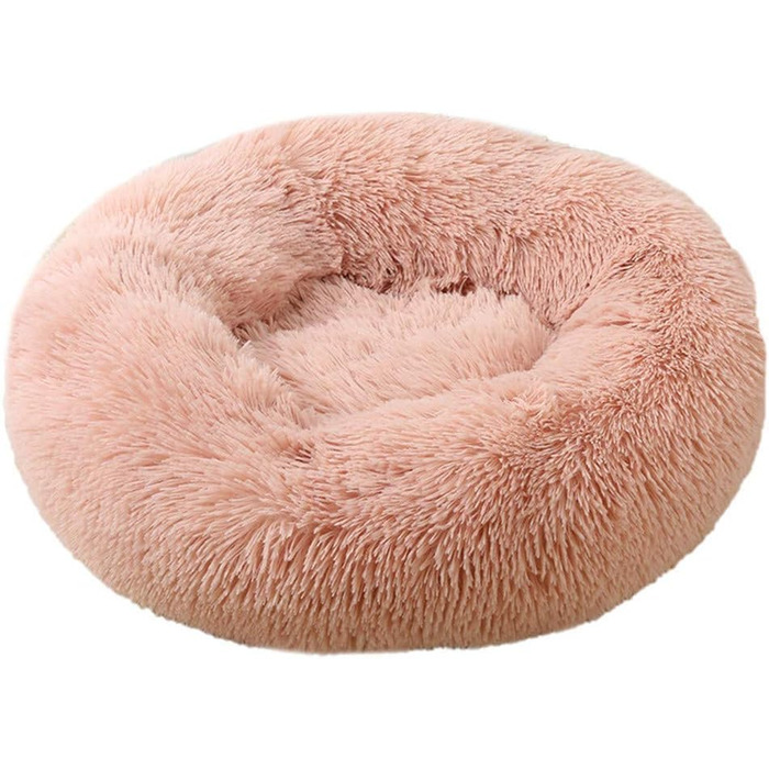 Кругла лежанка для собак Chickwin з м'якого плюшу, ковдру для собак, лежанка для котів, антиковзаюча база, форма пончика, розмір та колір на вибір (Hautpuder, 80 см)