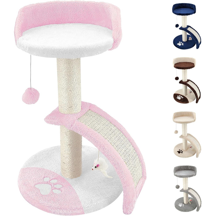 Дерев'яний кігтечка для котів Beltom® Kratzbaum 54 см, рожево-білий