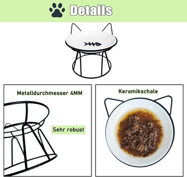 Котлові миски для котів, 2 шт. з підняттям, керамічні, з металевим підставкою, захист шиї, годівниця для котів
