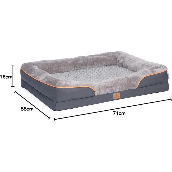 Ортопедичне ліжко для собак Warenhammer, розкішне плюшеве диван-ліжко з знімним чохлом, сірий, 89 x 63 x 16 см