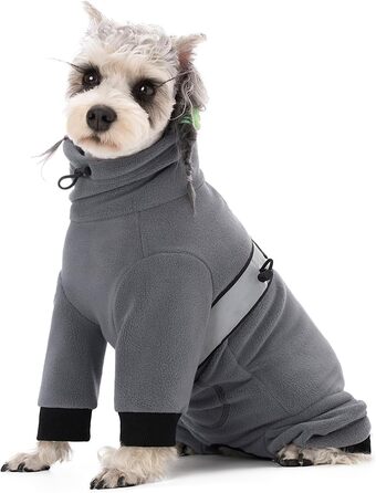 Теплі зимові куртки для собак, флісові комбінезони з D-кільцем, для малих та середніх собак, сірий колір, розмір XL XL