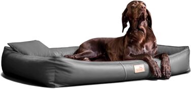 Ортопедичний лежак для собак Tierlando® Clifford з латексним ядром, з антиалергенного штучного шкіряного покриття з анти-волосяною поверхнею, 85x60 см, колір: графіт