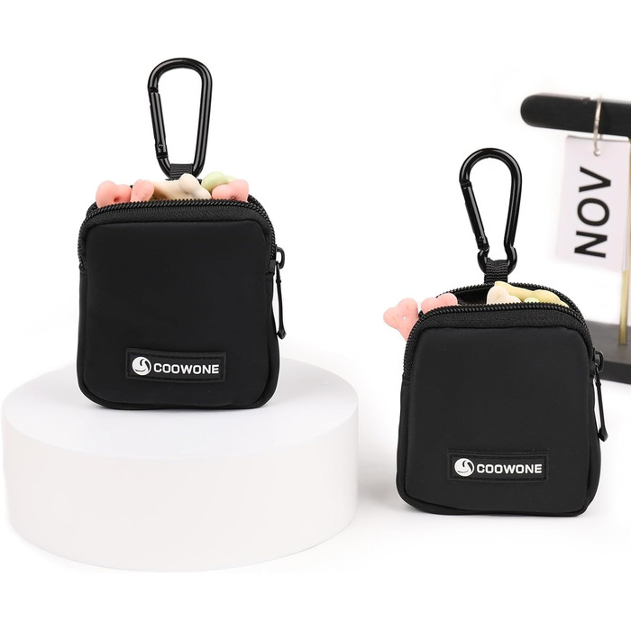 Сумка для ласощів для собак COOWONE з кликером для дресирування, водонепроникна, з тримачем для пакетів, чорна