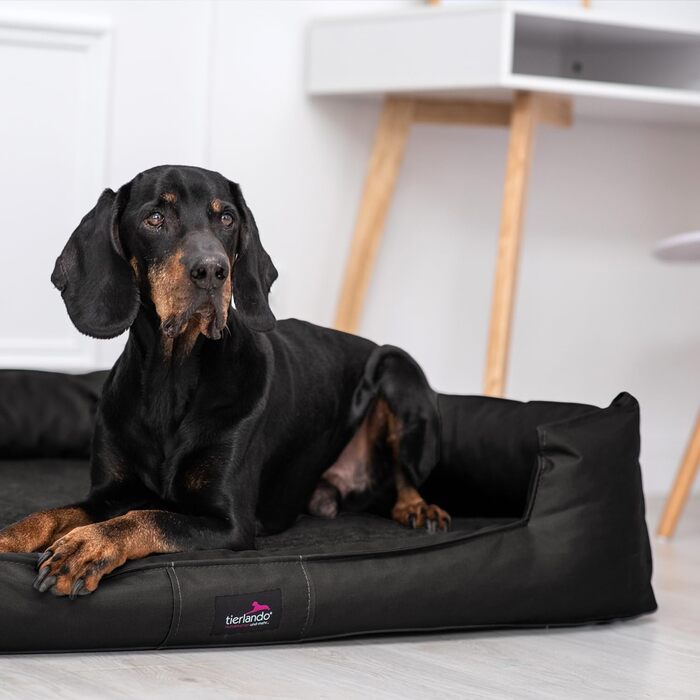 Ортопедичне ліжко для собак Tierlando® Goofy XL-XXXL, 130x100 см, чорний колір, для великих собак, знімний водонепроникний чохол, для собак з проблемами суглобів