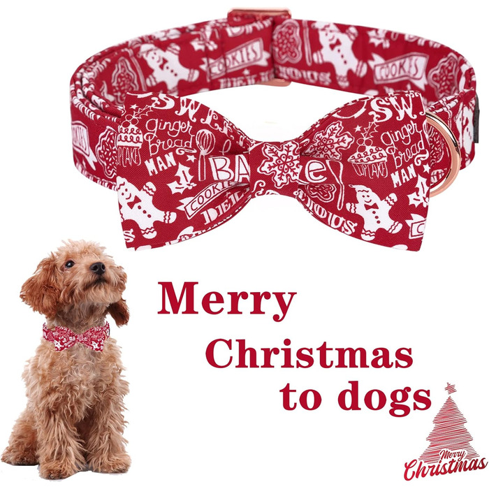 Елегантний ошийник для собак та котів з метеликом Unique Style Paws, розміри S, L, XXS-XL, регульований, святковий (Новий Рік)