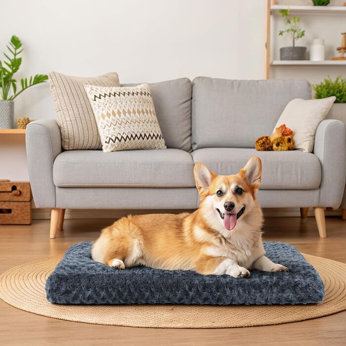 Homaxy Лежанка для собак великих порід, ортопедична, м'яка, з антиковзною основою, 74x54x7 см, темно-сіра