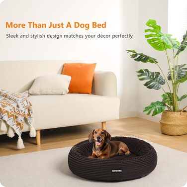 Кругле ліжко для собак середніх порід, котів. М'яке, зручне, знімний чохол, Ø 70 см (60x60x18 см), коричневе