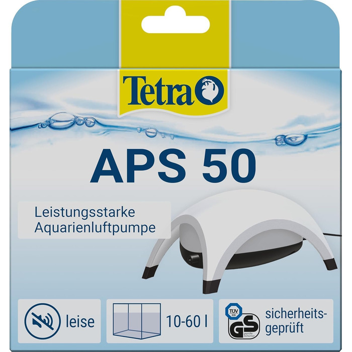 Tetra APS 50 – тиха мембранна повітряна помпа для акваріума 10-60 л, біла