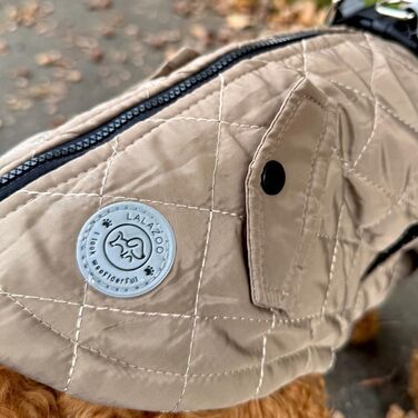 Теплий водонепроникний зимовий пуховик для собак Lalzoo LUVI 2-в-1 з інтегрованим нашийником – для маленьких та середніх собак, світлодіодна куртка, бежевий, розмір S