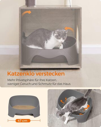 Котячий комплекс Feandrea WoodyWonders 2-в-1 з когтеточкою, туалетом у шафі, 134 см, з драпаком, платформою, знімними подушками, грейж