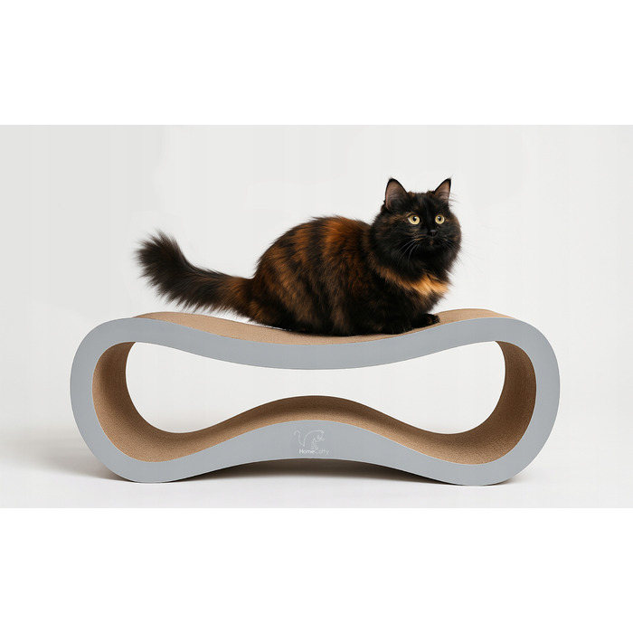 Дряпалка для котів HomeCatty, сіра, до 60 см, картонна, 2 рівні