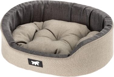 Ліжко для собак Ferplast - м'яка подушка/корзина/софа для середніх собак, 65x46x17 см, бавовна, коричнево-білий колір, розмір 110x70x23 см, знімне, легко миється