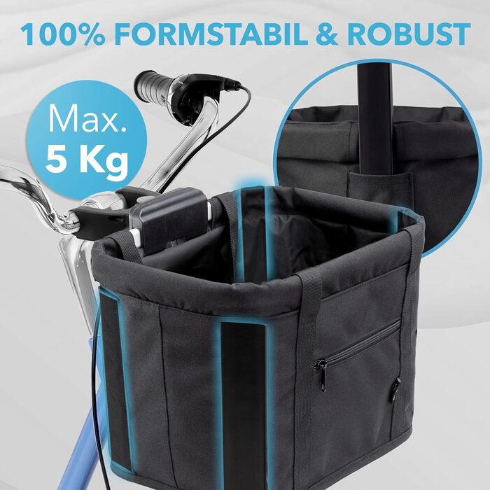 Фридбаг Кошик на кермо велосипеда KLICKfix [Сумісний з електровелосипедом] для жінок - чорна велосипедна сумка