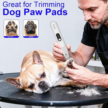 Триммер для собак з LED-підсвічуванням - набір для догляду за шерстю без шуму, з широкою 18 мм насадкою, бездротовий, для стрижки лап, очей, вух та мордочки