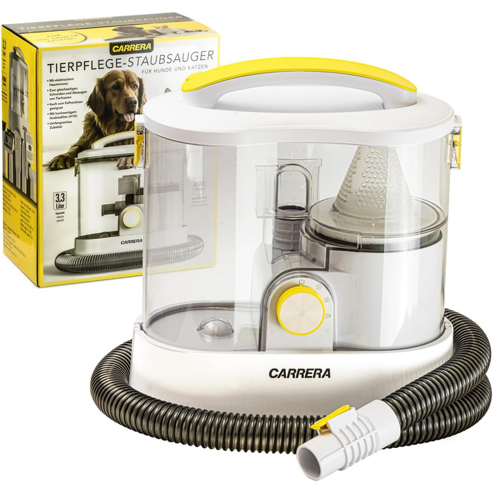Набір для грумінгу тварин CARRERA [7 в 1]: пилосос, машинка для стрижки шерсті, щітка, 450W, 3,3L (собаки, коти)