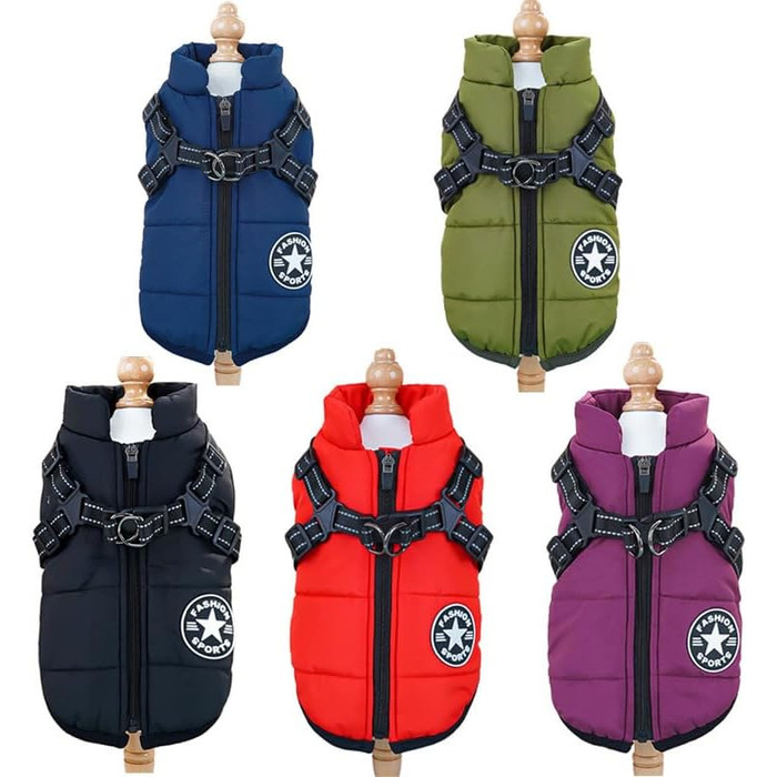 Водонепроникний зимовий одяг для собак Nordsee Pfote - тепла куртка з інтегрованим шлейкою та світловідбиваючими елементами, чорний, 5XL