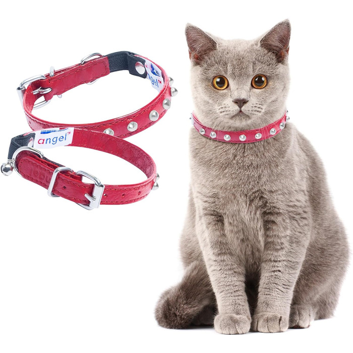 Шкіряний нашийник для котів Engel Pet з еластичною вставкою, червоний, 10x1/2 дюйма