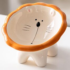 Підвищений годівниця для котів Busnos, керамічний, синій, 14x13x11 см, нахил 15°