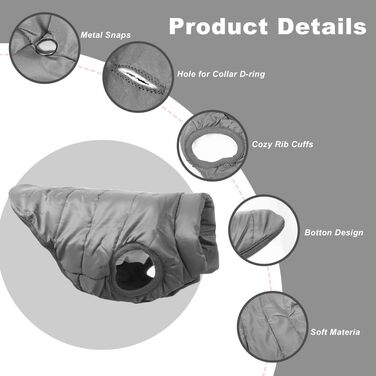 Зимовий одяг для собак Meioro: тепла куртка, жилет з флісу, зручний пуловер для маленьких та середніх собак (Сірий, S)