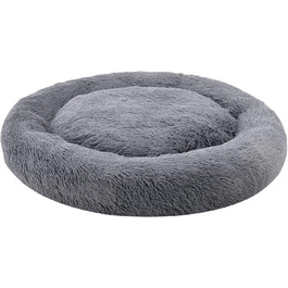 Кругле лежанка для собак та котів Juskys Monty 3XL, 120 см, сірий колір, м'яка, антиковзаюча, знімний чохол