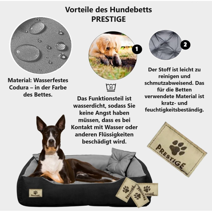 Ортопедичне собаче ліжко середнього розміру з водонепроникним матеріалом, миється, з силіконовою начинкою (сірий, M 75 x 65 см)