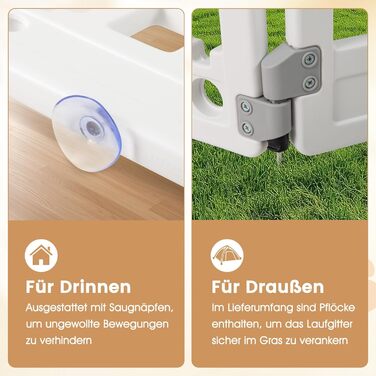 Клітка для цуценят GYMAX 60/75 см, біла, з 6 панелей, з замком та фіксаторами, для дому та вулиці