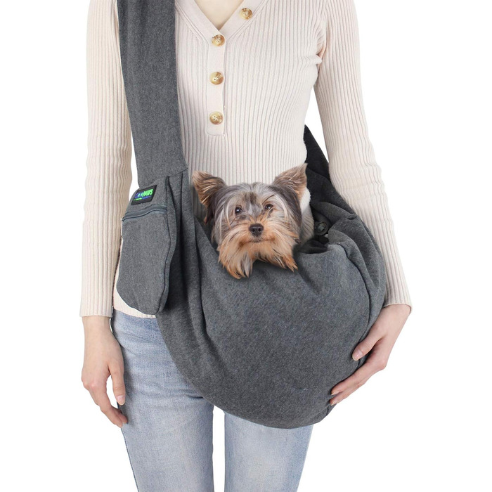 Сумка-кенгуру Jespet Bequemes для собак та котів, сіра. Зручна, дихаюча, з м'якого трикотажу, з кишенею, для подорожей, машинна стирка