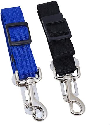 Автомобільний поводок для собак та котів, набір 2 шт., чорний+темно-синій, нейлон