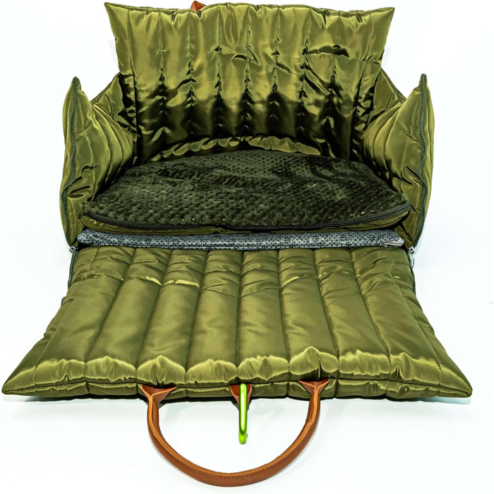 Чорничний собачий рюкзак Flying Dog Sunny 3-в-1: переноска, автокрісло та лежак для собак до 10 кг, оливковий колір