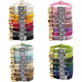 Персоналізоване ошатне нашийник для кота з безпечною застібкою та дзвіночком, нашийник з іменним жетоном та номером телефону, регульований, з велюру, для кошенят