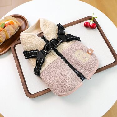 Зимовий теплий одяг для собак - куртка з отвором для шлейки, для малих та середніх порід, зелено-білий / рожево-білий колір