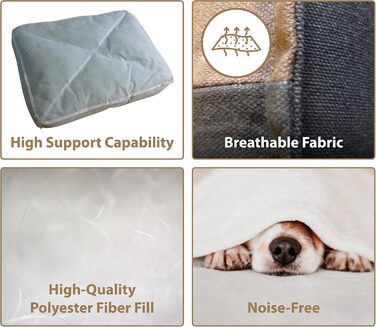 Ліжко для собак Ellie-Bo середнього розміру 71 x 48 x 10 см, смугастий дизайн чорного та коричневого кольорів, підходить для клітки 76,2 см