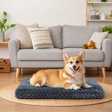 Homaxy Лежанка для собак великих порід, ортопедична, м'яка, з антиковзною основою, 74x54x7 см, темно-сіра