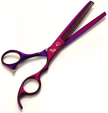 Набір для стрижки тварин, професійні ножиці для грумінгу собак та котів, 7.0 дюймів, фінішна ножиця, гребінець для догляду за шерстю, фіолетовий колір