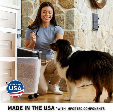 Набір контейнерів для зберігання корму для собак Mighty Tuff 3 шт., до 16,3 кг + контейнер для ласощів 2,3 кг та лопатка, BPA-free, на колесах