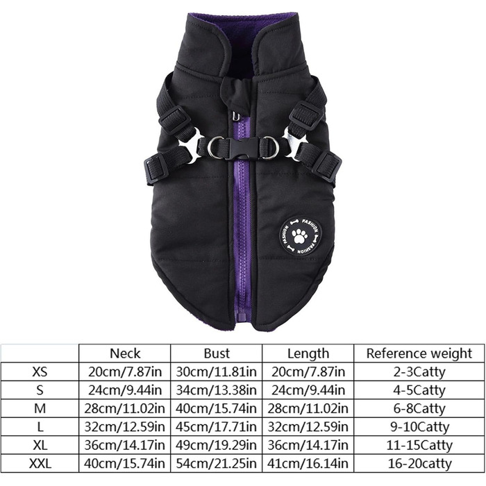 Зимова куртка для собак, тепла флісова куртка, водонепроникний антик, утеплена, жилет для цуценят, маленьких, середніх та великих собак (Чорний, S)