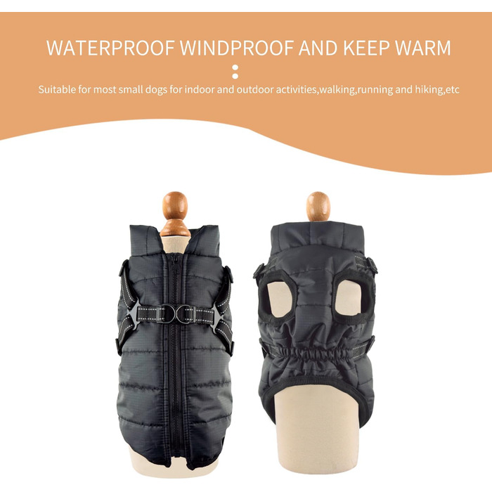 Зимовий теплий водонепроникний одяг для собак Eastlion - куртка для цуценят та собак, жилет з кільцем D, червоний, розмір M