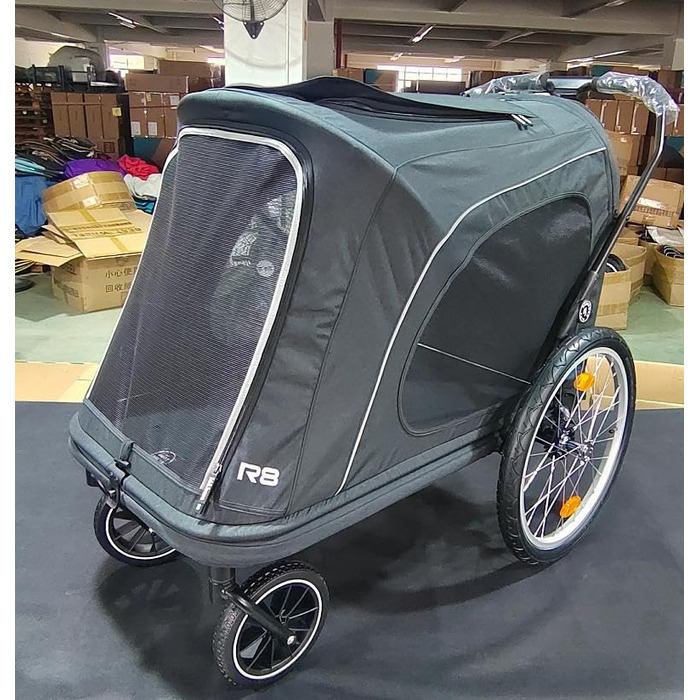 Візок для собак Beberoad R8 Pro Extra Large, чорний - для великих собак до 45 кг, складаний, для собак з обмеженими можливостями та вагітних