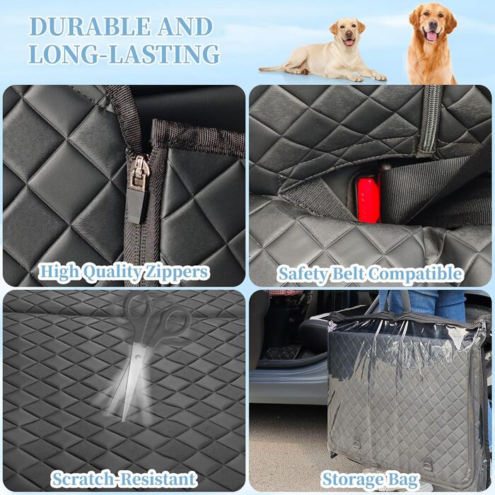 Подовжувач для заднього сидіння автомобіля для собак, міцний чохол для автосидіння для собак, витримує 200 кг, велике жорстке подовження для собак, водонепроникна гамак для собак з сіткою для автомобіля та позашляховиків (Чорний)