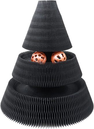 Котячий будиночок з картонної гофротари Treetop від CanadianCat - ігровий комплекс з кульками, чорний, 27,5 x 28 x 28 см