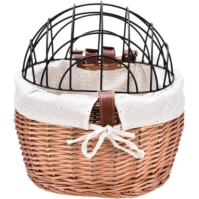 Плетенний велосипедний кошик для котів з дрітчатою кришкою, передній кошик для тварин, знімний переносник для собак, цуценят та котів