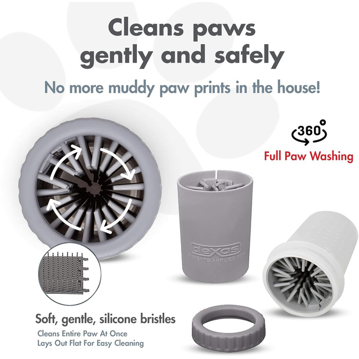 Dexas MudBuster: портативний очищувач лап для собак, аксесуар для догляду за тваринами, розмір S, сірий