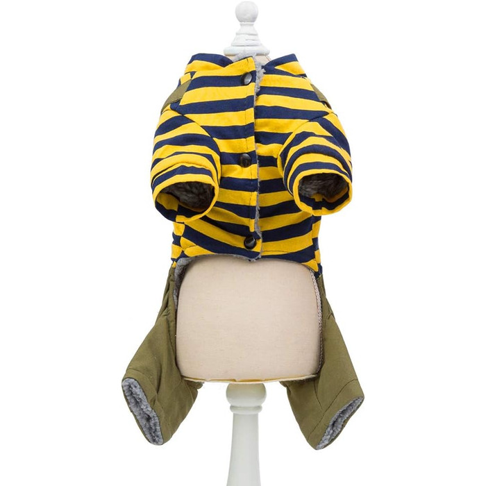 Теплий пуловер для собак та котів з капюшоном, джинсовий, з флісу, жовтий (M)