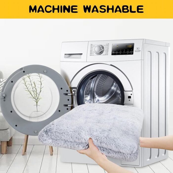 Велика лежанка WAYIMPRESS для собак і котів, штучне хутро, самонагрівальна, протиковзка, сіра, 61x45x8,1 см, антистрес