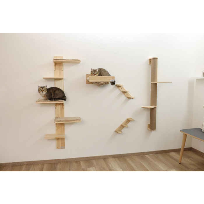 Підвісний гамак для котів Kerbl Timber, натуральний/тауpe, 38x33,5x16 см, м'який плюш, настінний, знімний чохол, до 6 кг