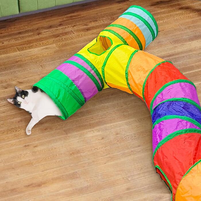 Туннель для котів Durdiiy S-подібний, розкладний, ігровий комплекс, лабіринт, для кошенят та дорослих котів, для дому та вулиці