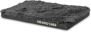Ортопедичне ліжко для собак, велике, з штучного хутра, 101 x 64 x 10 см, вологостійке, з Memory Foam (матрац 71 x 48 x 5 см, сіре хутро)