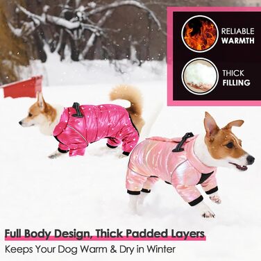 Водонепроникний зимовий одяг для собак AOFITEE - теплий костюм з флісу, з блискавкою та світловідбиваючими смугами. Розмір XX-Large, колір: яскраво-рожевий (Knallpink).