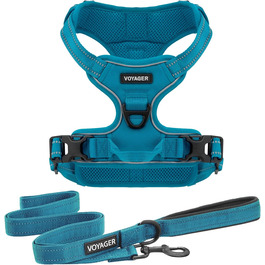 Шлея та повідець для собак Best Pet Supplies Voyager, не тягне, подвійне кріплення, червона сіточка, розмір M (груди 55,9–68,6 см)