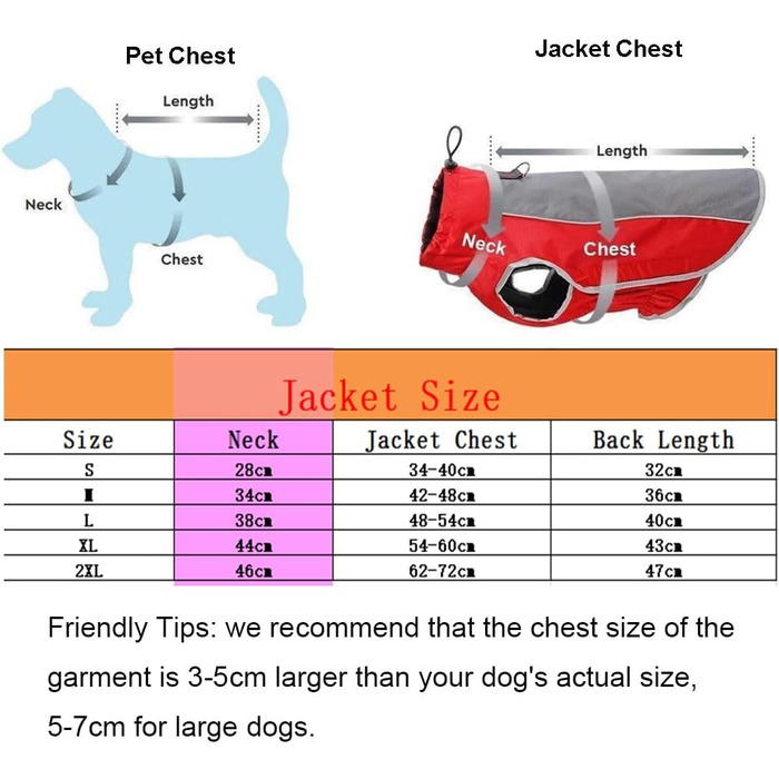 Водонепроникна куртка для собак на осінь та зиму, тепла, з підкладкою (червона, M)